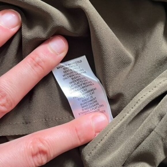 Nina Leonard Olive Green V-Neck Blouse with Open Sleeve Detail - Picture 13 of 16